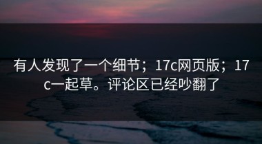 有人发现了一个细节；17c网页版；17c一起草。评论区已经吵翻了