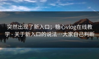 突然出现了新入口；糖心vlog在线教学 - 关于新入口的说法…大家自己判断