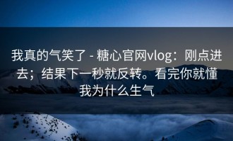我真的气笑了 - 糖心官网vlog：刚点进去；结果下一秒就反转。看完你就懂我为什么生气
